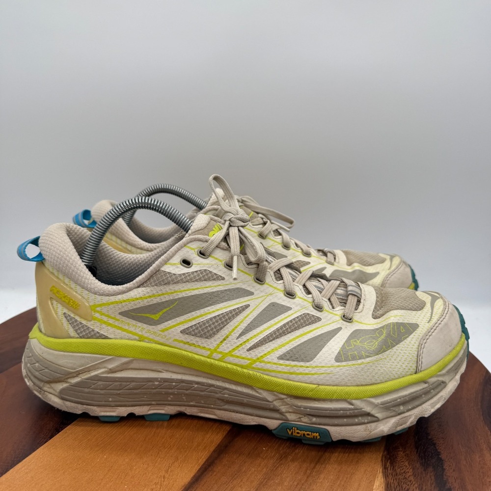 Hoka One One Mafate Speed 2 Shoes Mens Size 12 White Lime Trail Running Vibram